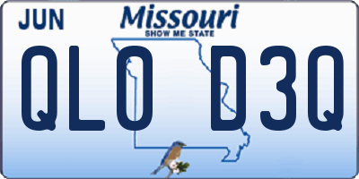 MO license plate QL0D3Q