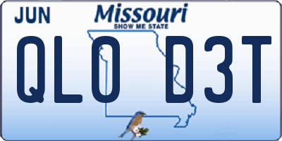 MO license plate QL0D3T