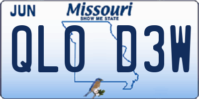 MO license plate QL0D3W