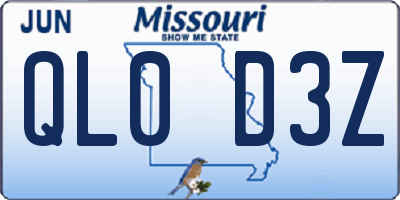 MO license plate QL0D3Z