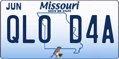MO license plate QL0D4A