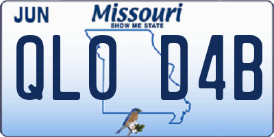 MO license plate QL0D4B