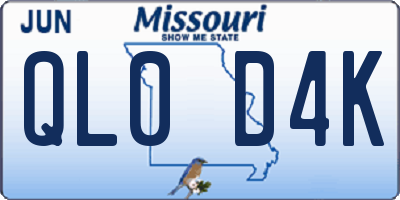MO license plate QL0D4K