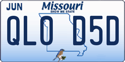 MO license plate QL0D5D