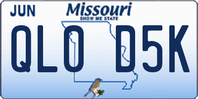 MO license plate QL0D5K