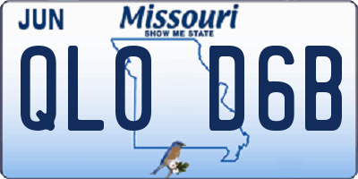 MO license plate QL0D6B