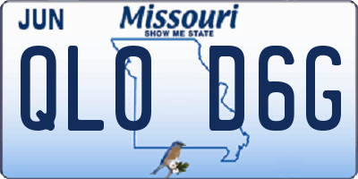 MO license plate QL0D6G