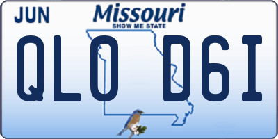MO license plate QL0D6I