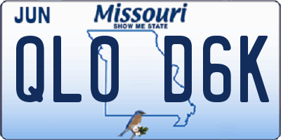 MO license plate QL0D6K