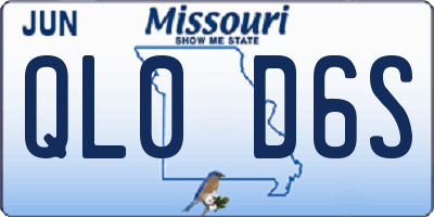 MO license plate QL0D6S