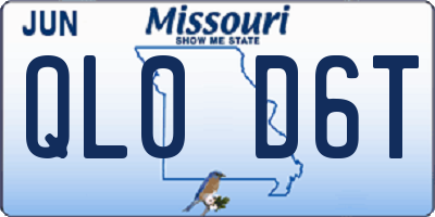 MO license plate QL0D6T