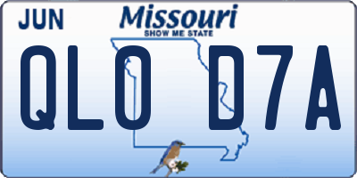 MO license plate QL0D7A
