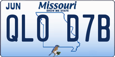 MO license plate QL0D7B