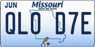 MO license plate QL0D7E