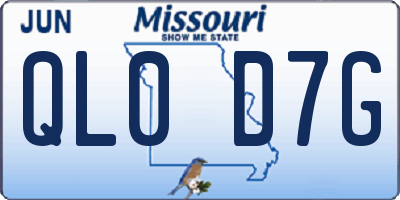 MO license plate QL0D7G