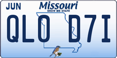 MO license plate QL0D7I