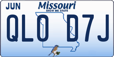 MO license plate QL0D7J