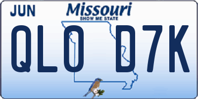 MO license plate QL0D7K