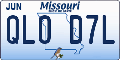 MO license plate QL0D7L