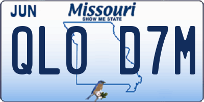 MO license plate QL0D7M