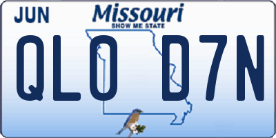 MO license plate QL0D7N