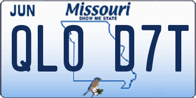 MO license plate QL0D7T
