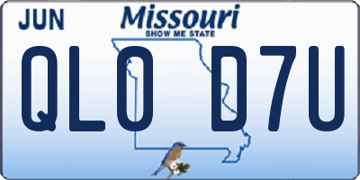 MO license plate QL0D7U