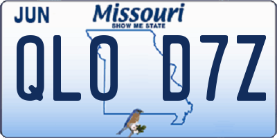MO license plate QL0D7Z