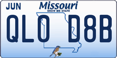 MO license plate QL0D8B
