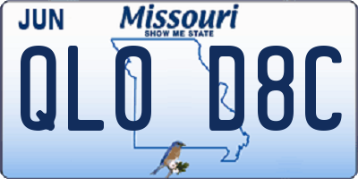 MO license plate QL0D8C