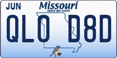 MO license plate QL0D8D