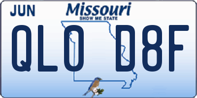 MO license plate QL0D8F