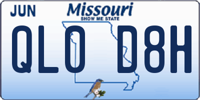 MO license plate QL0D8H