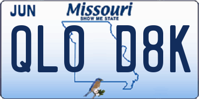 MO license plate QL0D8K
