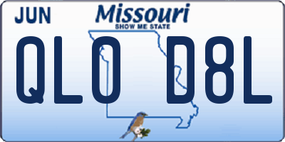 MO license plate QL0D8L