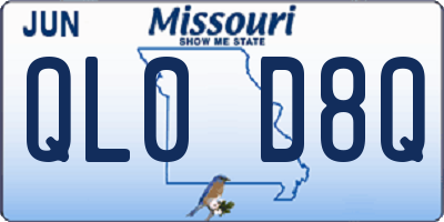 MO license plate QL0D8Q