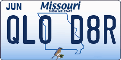 MO license plate QL0D8R