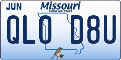 MO license plate QL0D8U