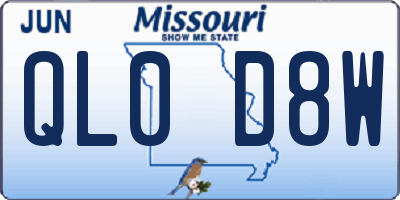 MO license plate QL0D8W