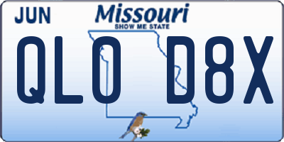 MO license plate QL0D8X