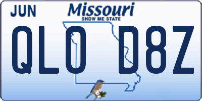 MO license plate QL0D8Z