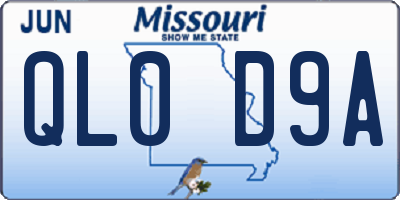 MO license plate QL0D9A