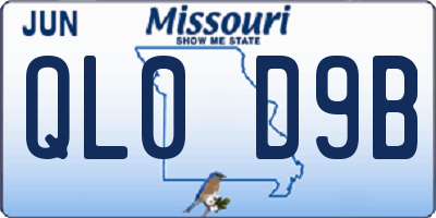 MO license plate QL0D9B
