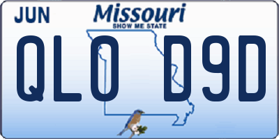 MO license plate QL0D9D