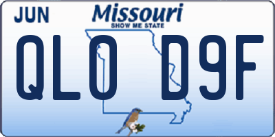 MO license plate QL0D9F