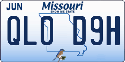 MO license plate QL0D9H