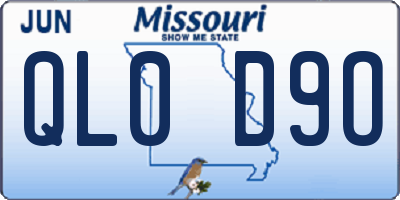 MO license plate QL0D9O