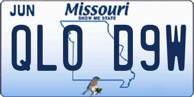 MO license plate QL0D9W