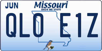 MO license plate QL0E1Z