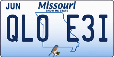 MO license plate QL0E3I